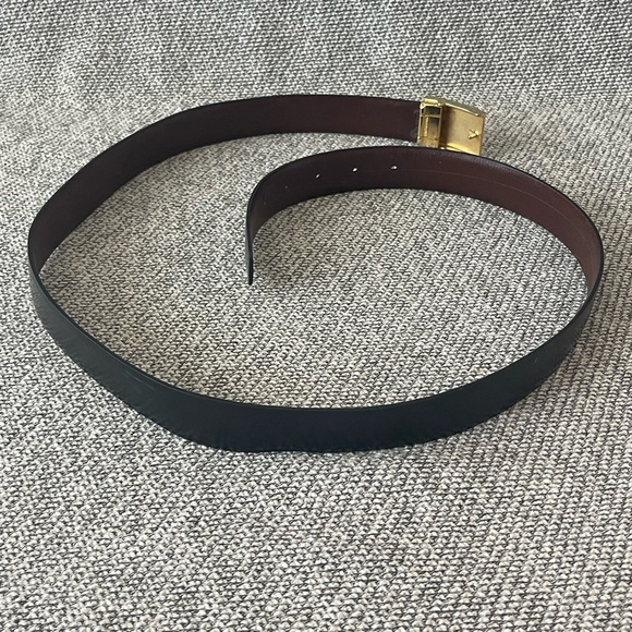 Yves Saint Laurent Black and Gold Leather Belt - Picture 5 of 16